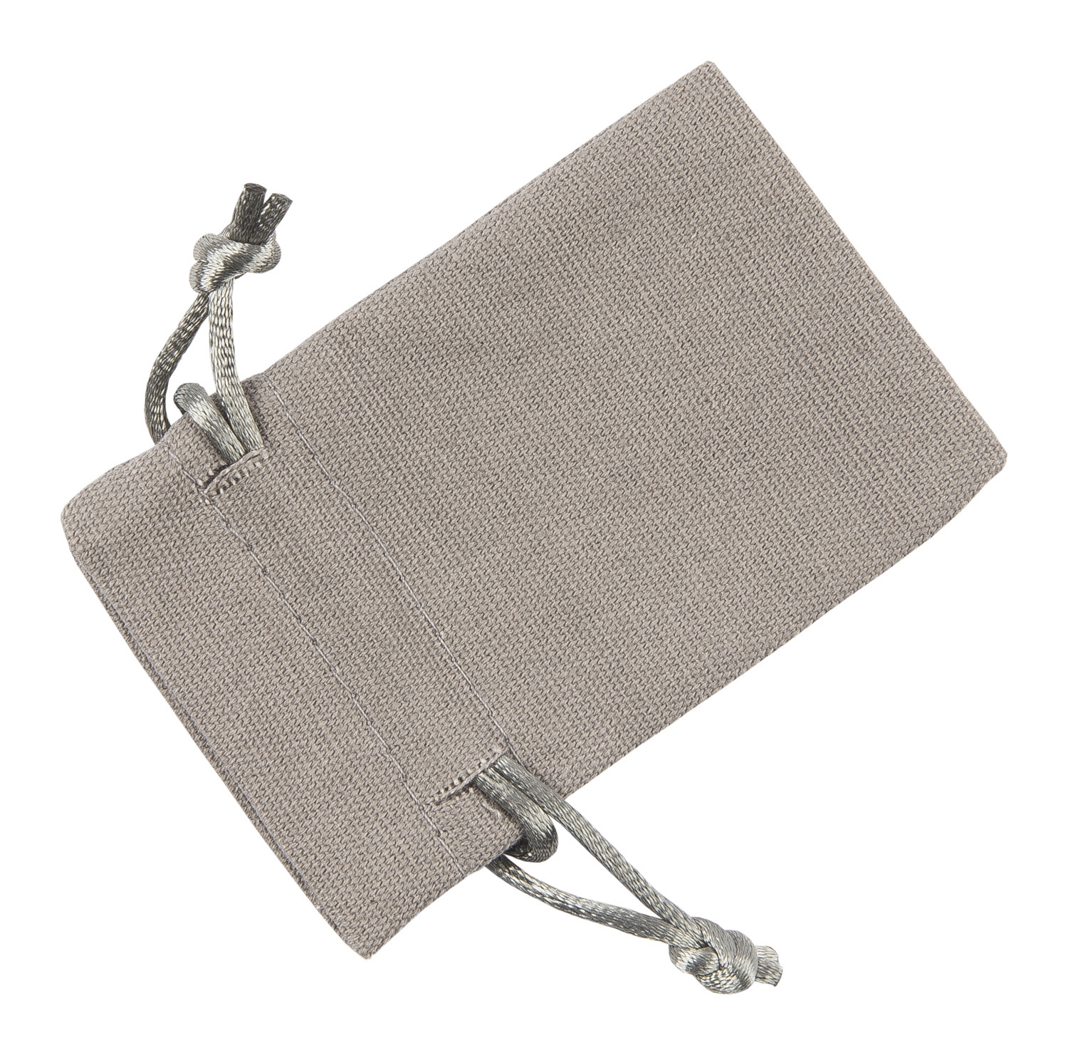 Small Grey Cotton Bag With Silk Drawstring