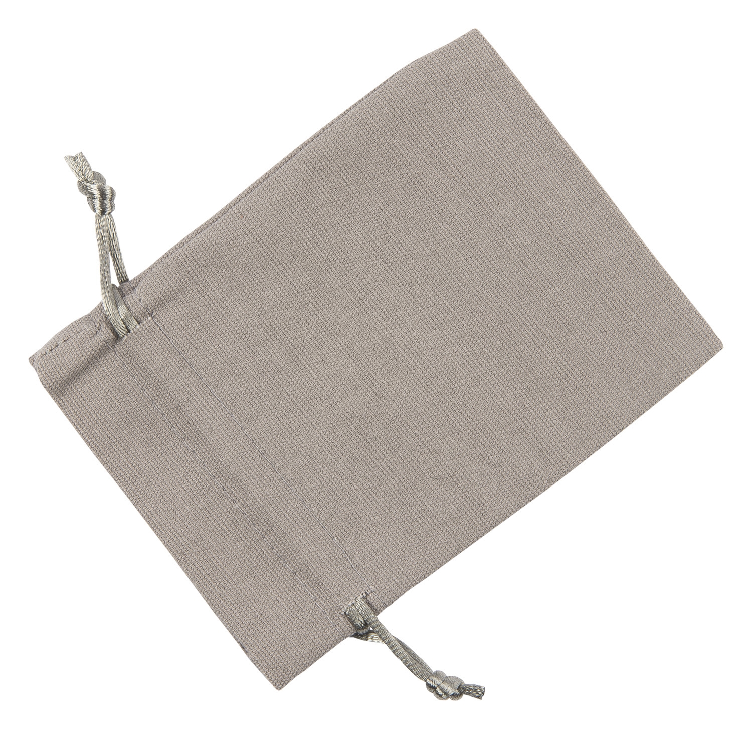 Medium Grey Cotton Bag With Silk Drawstring
