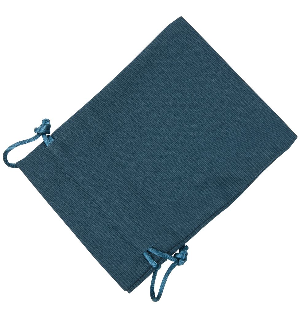 Large Dark Teal Cotton Bag With Silk Drawstring
