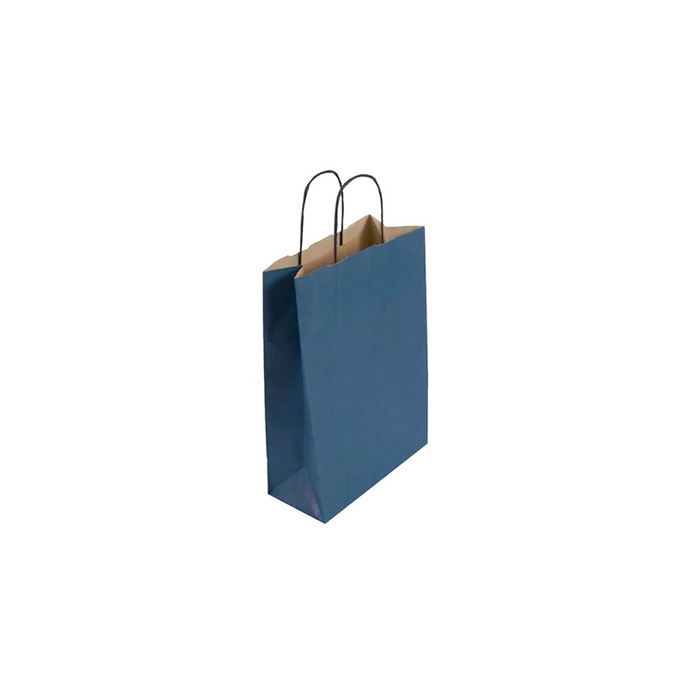 Pack of 25 Small Blue Paper Gift Bags With Paper Twisted Handles