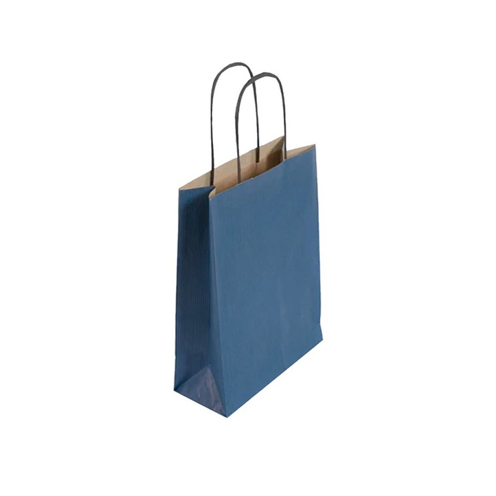 Pack of 25 Medium Blue Paper Gift Bags With Paper Twisted Handles