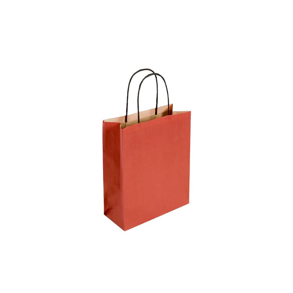 Pack of 25 Small Red Paper Gift Bags With Paper Twisted Handles