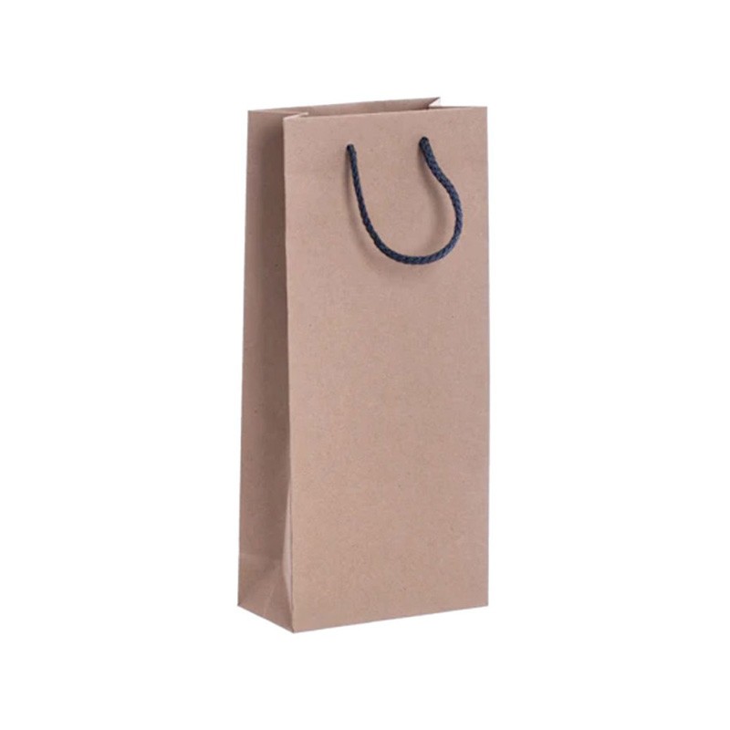 Pack of 25 Kraft Paper Wine Bags With Grey Rope Handles