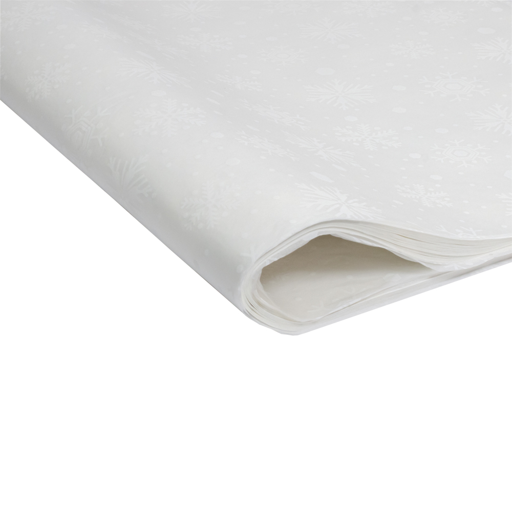 Recycled Tissue Paper in White Snowflakes, available in large sheets