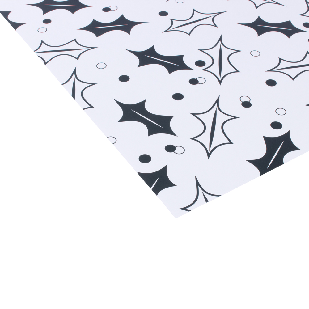 Luxury Wrapping Paper - Holly Black and White Print