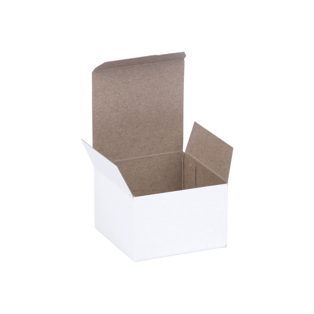 White Gloss Flat-Packed Small Square Gift Box 75mm