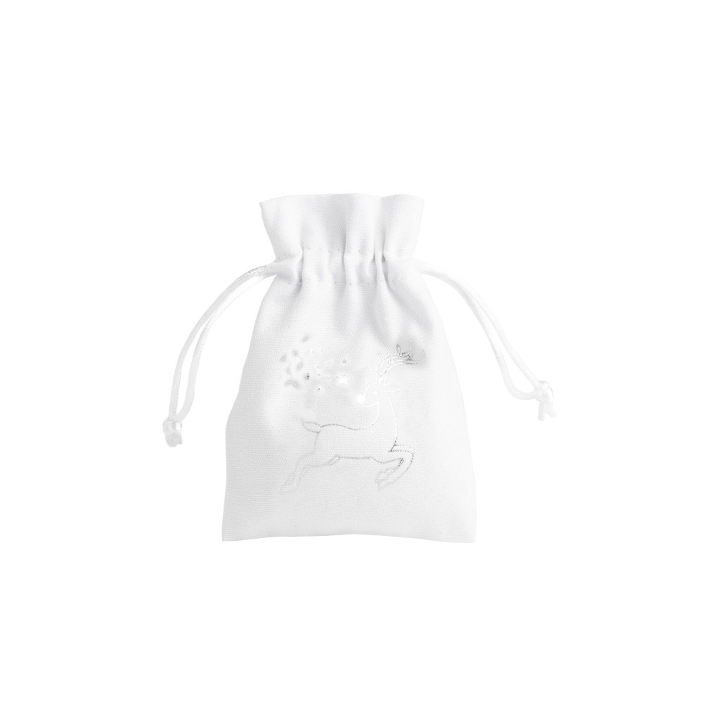 Medium Christmas Cotton Bag Silver Reindeer