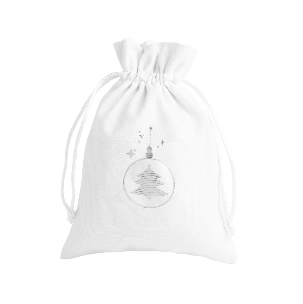 Large Christmas Cotton Bag Silver Tree Bauble