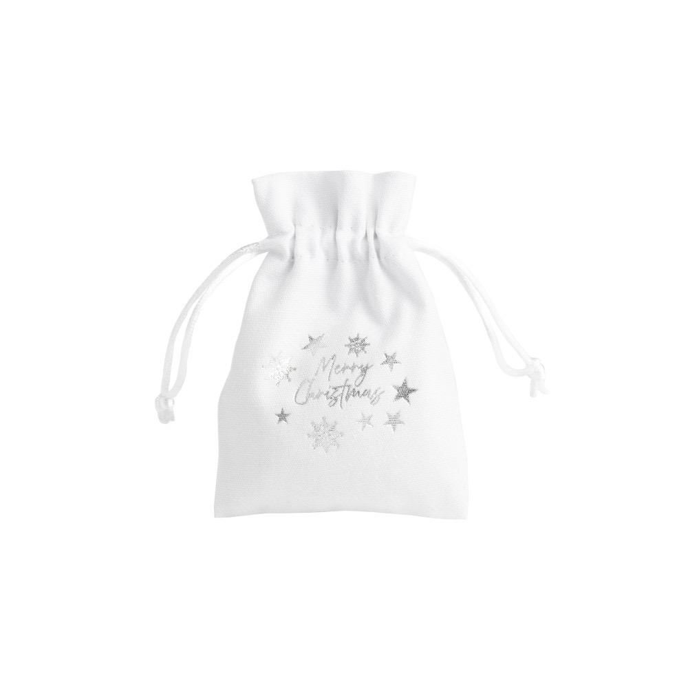 Medium Christmas Cotton Bag Merry Christmas Silver