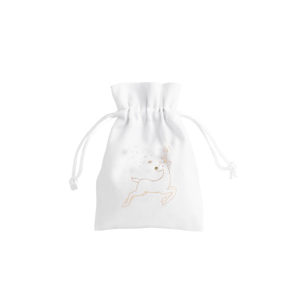 Medium Christmas Cotton Bag Gold Reindeer