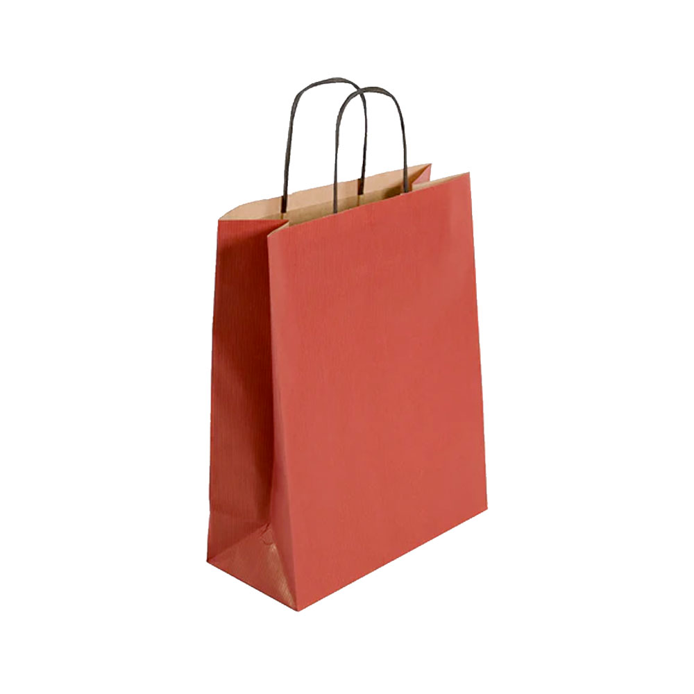 Pack of 25 Medium Red Paper Gift Bags With Paper Twisted Handles