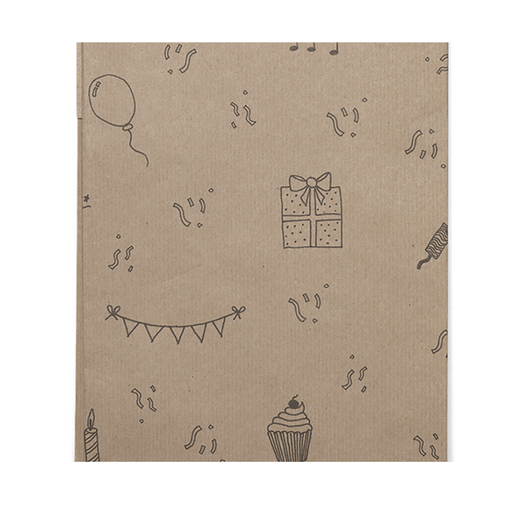 Recycled Kraft 1m Wrapping Paper in Party Time Print