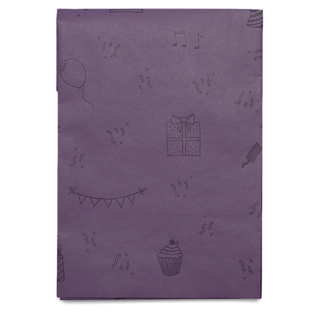 Recycled Purple 1m Wrapping Paper in Party Time Print