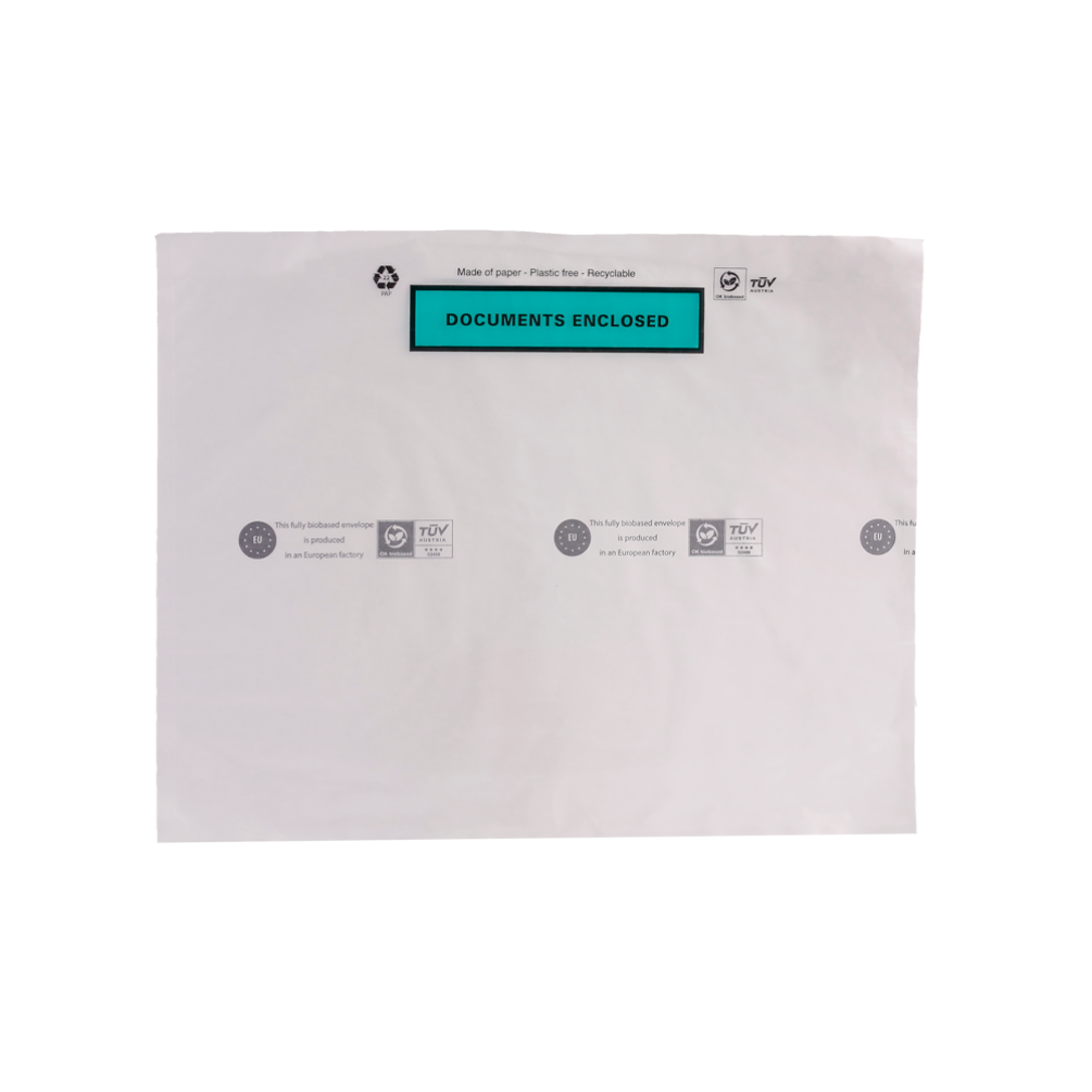 Pack of 10 Plastic Free Document Enclosed Transparent Paper Wallets C4/A4 