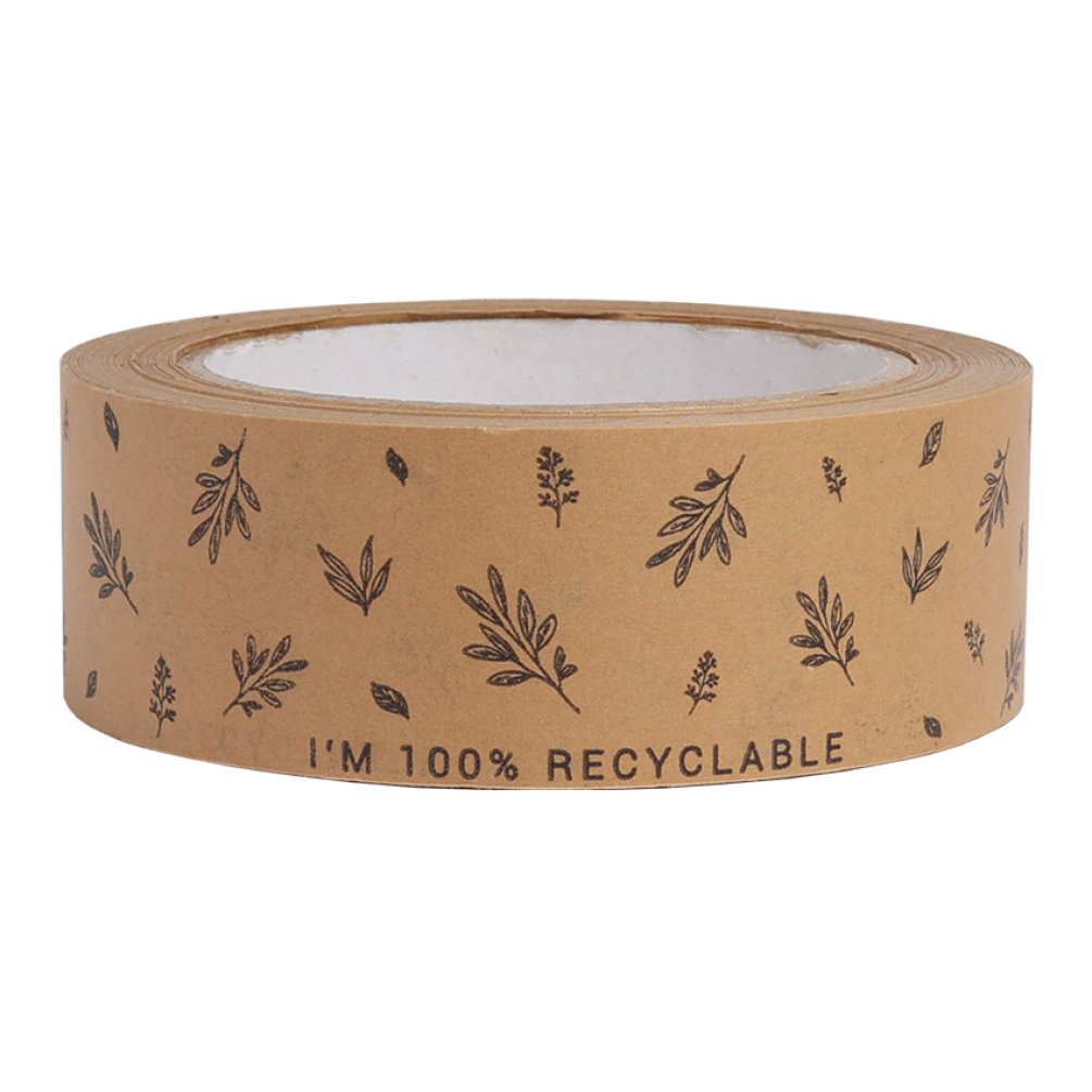 Kraft Paper Tape with Black Leaf Design and 