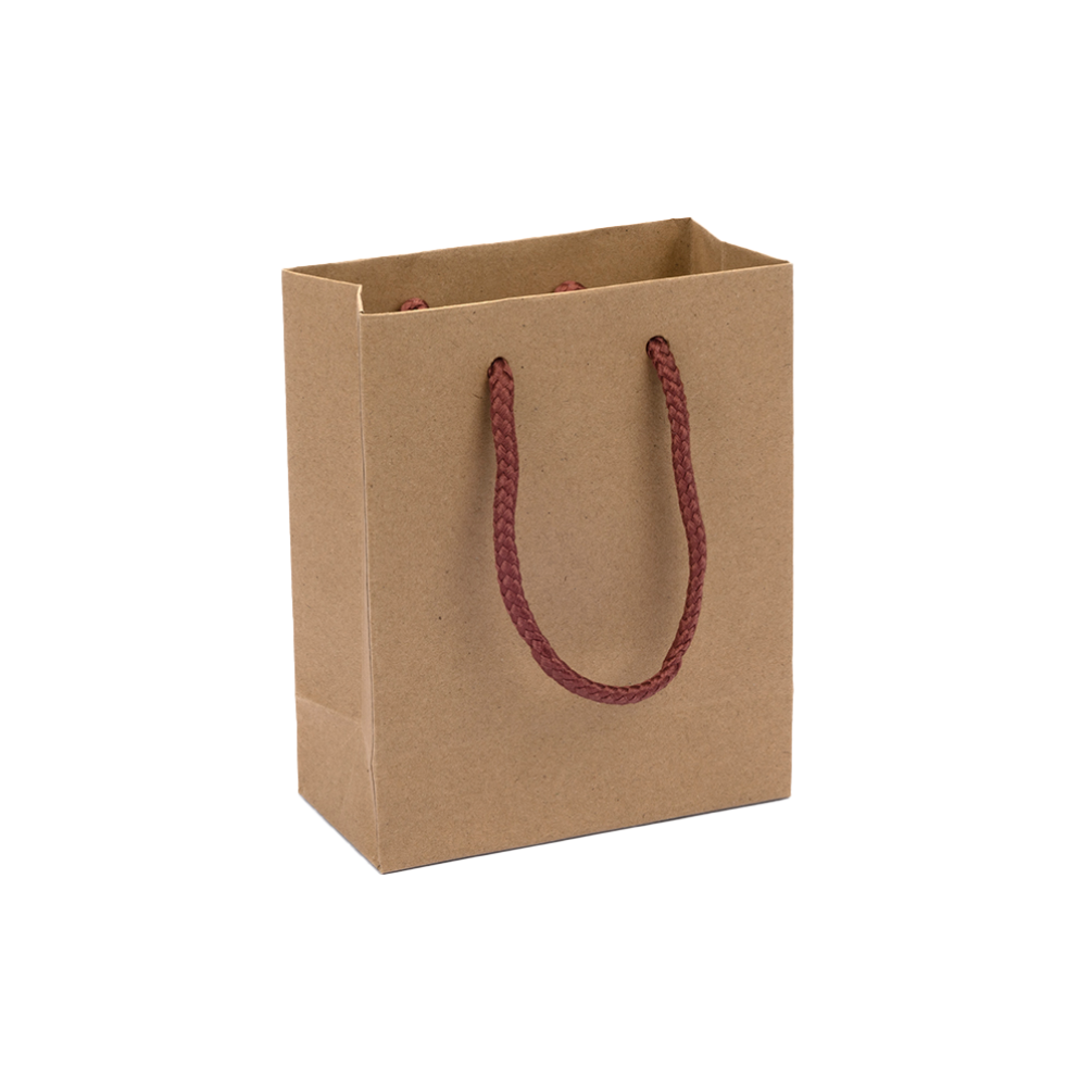 Portrait Kraft Paper Gift Bag With Burgundy Rope Handles