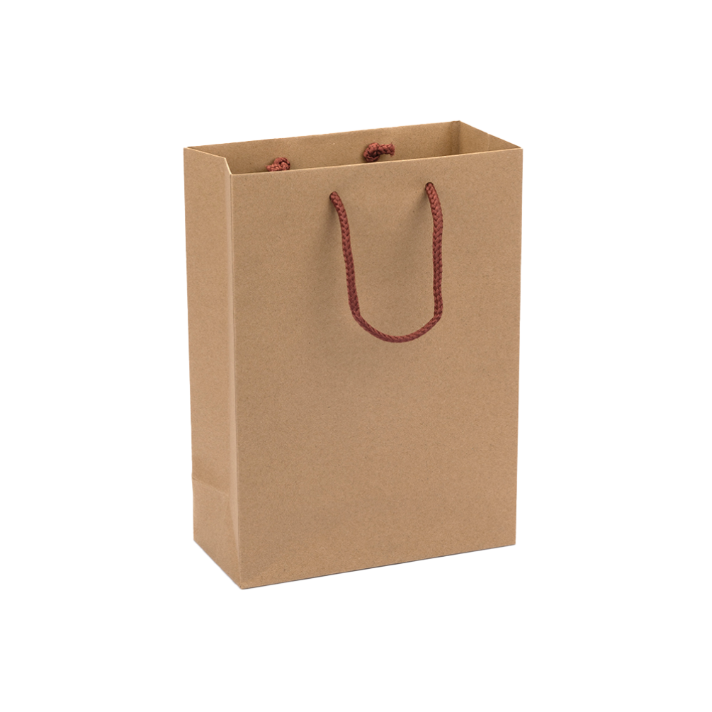 Portrait Kraft Paper Gift Bag With Burgundy Rope Handles