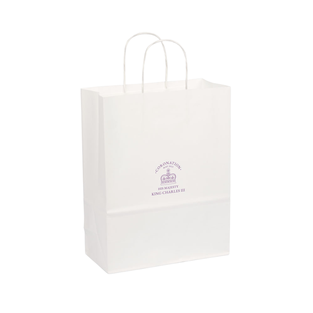 Purple King's Coronation Medium White Paper Gift Bag with Paper Twisted Handles