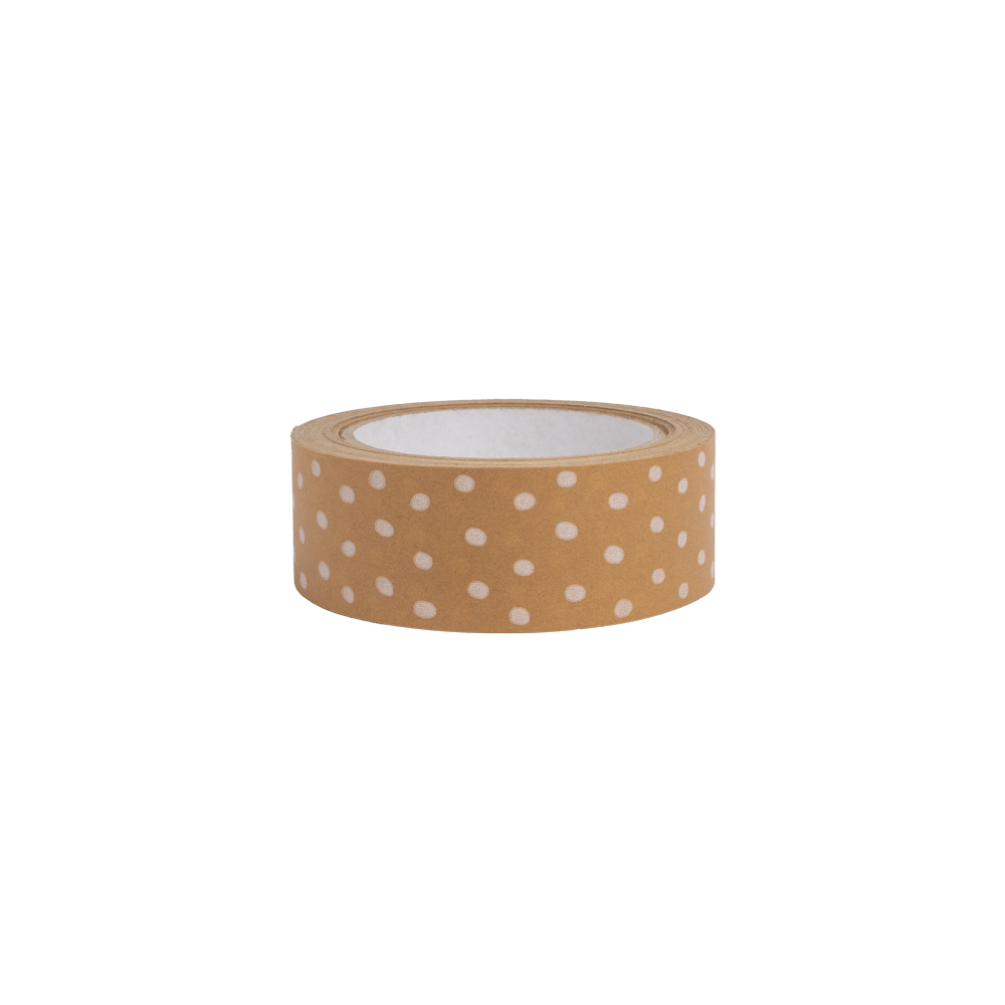 Kraft Paper Tape with White Polka Dots 50 metres