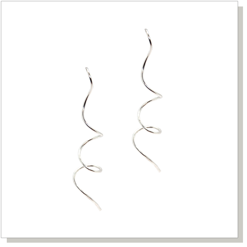 silver spiral dangle drop earrings